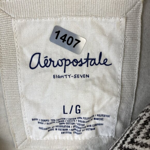 Aeropostale Eighty-Seven Blazer Womens L Espresso Cream Chevron Pattern Academia - Picture 2 of 13